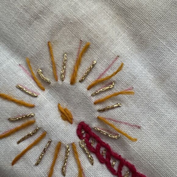 Vintage Handstitched Needlepoint Holiday Tea Towel Candle Tree Branch 33”x16.5” - Picture 6 of 10